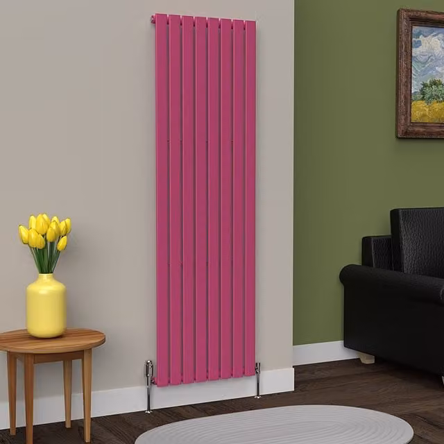 Lux Heat Flat Coloured Vertical Steel Radiator in Pink, H 180 cm x W 56 cm