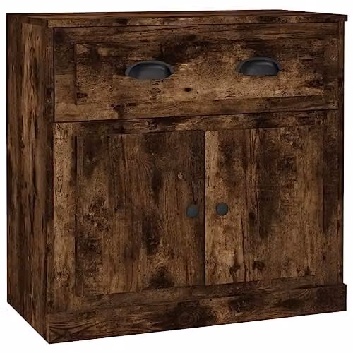 vidaXL Sideboard Storage Cabinet in Smoked Oak, W/D/H: 70 x 35.5 x 67.5 cm