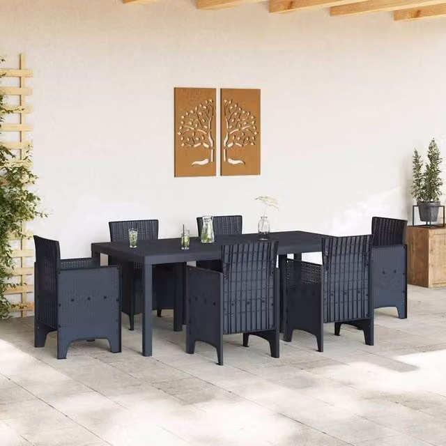 Berkfield Home Rectangular Extendable Garden Table in Anthracite Poly Rattan, W: 200 cm, D: 100 cm, H: 73 cm