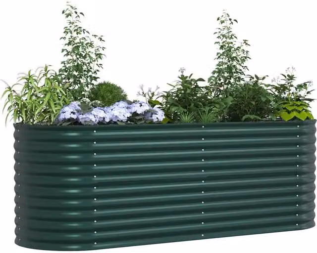 Berkfield Home Garden Green Galvanised Steel Raised Bed W: 240 cm, D: 80 cm, H: 81 cm – 1