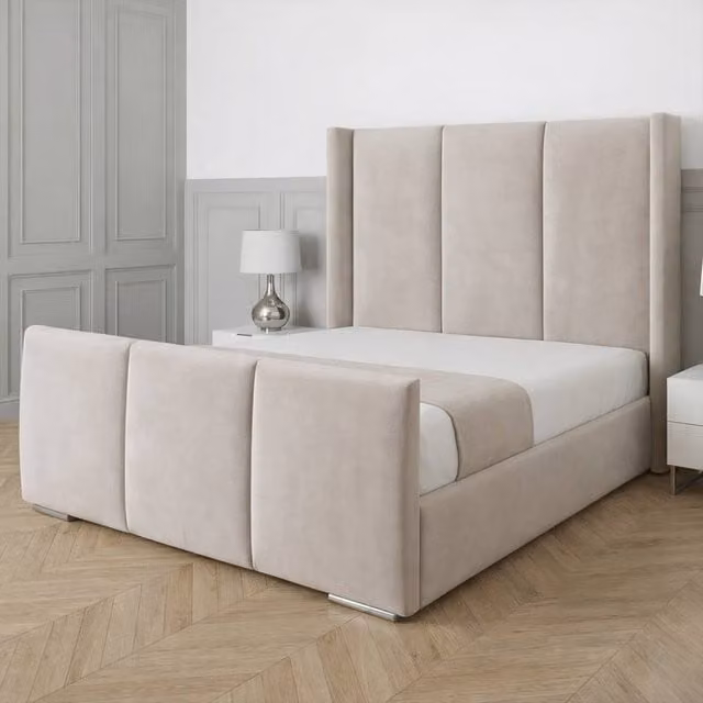 Living Comfort Bedz Westbury Upholstered Gas Lift Storage Bed in Light Grey, Super King Size (200 x 200 cm)