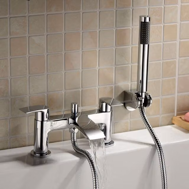 Nes Home Chrome Modern Waterfall Bath Shower Mixer Tap in Silver