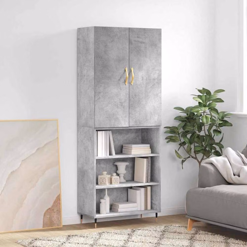 Berkfield Home Modern Highboard in Concrete Grey, W/D/H: 69.5 x 34 x 180 cm – 2