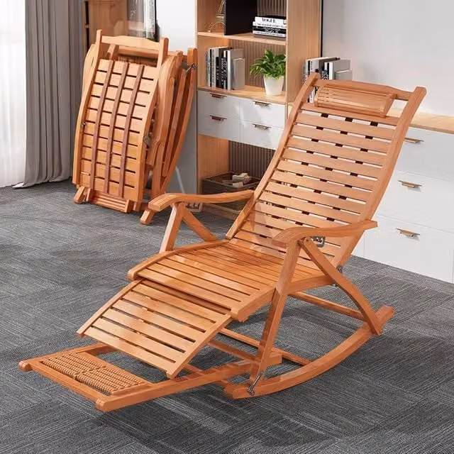 EONLION Brown Foldable Garden Sun Lounger with Adjustable Headrest and Armrests
