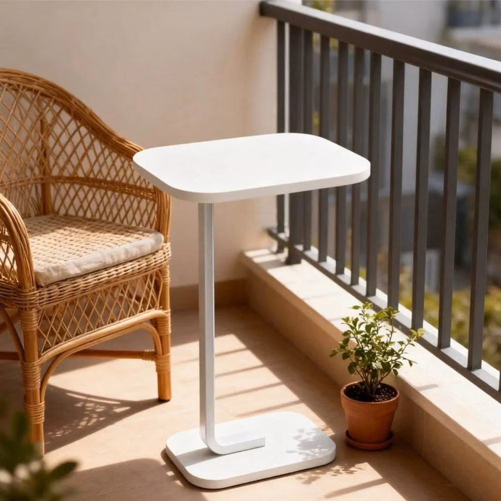 FLAVORA Adjustable C-Shaped Sofa Side Table in White – 2