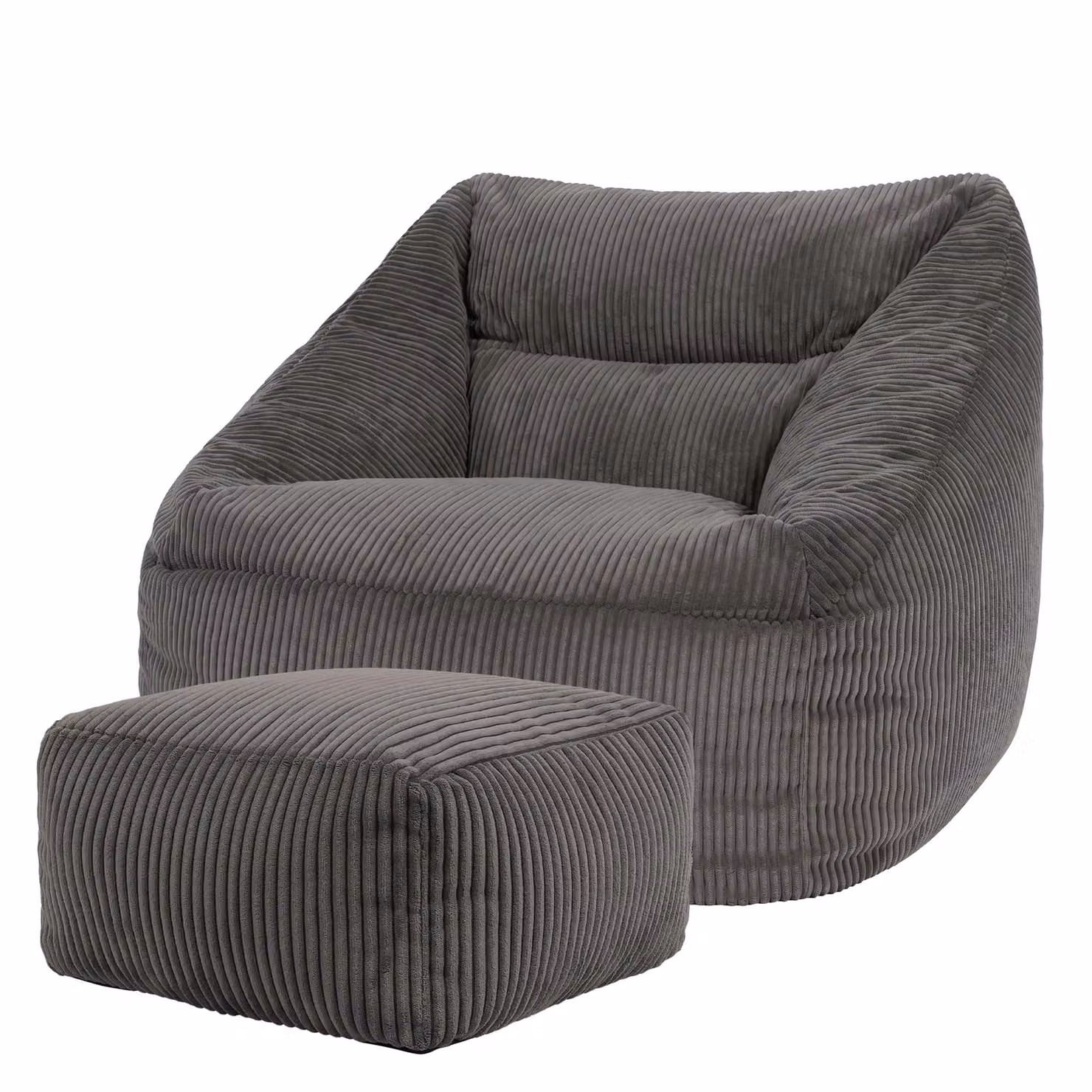 icon Giant Cord Armchair Bean Bag with Footstool in Charcoal Grey – 4