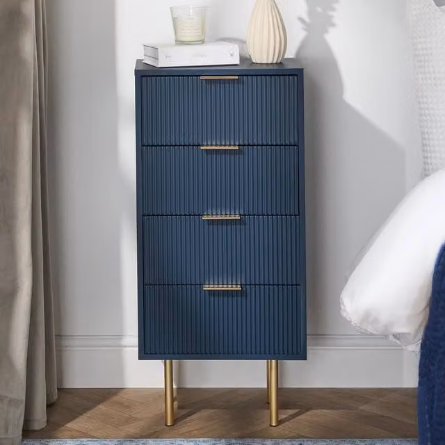 OHS Ribbed 4-Drawer Storage Cabinet in Navy Blue Engineered Wood – 1
