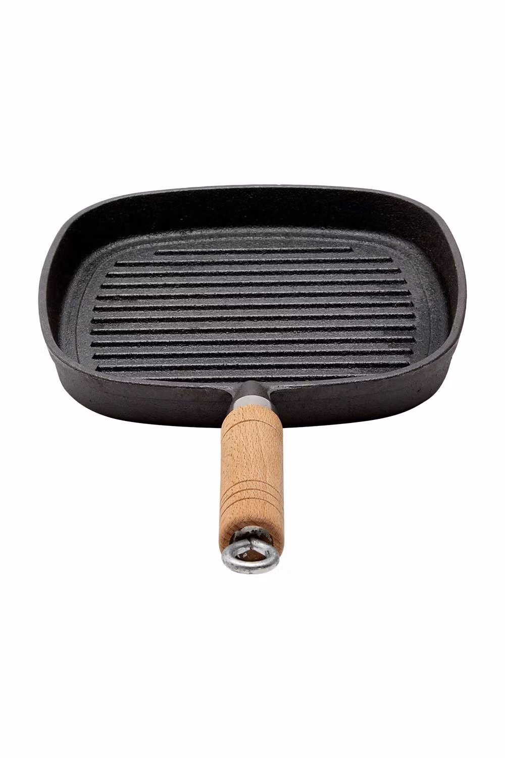 Garden Sanctuary Square Uncoated Cast Iron Grill Pan with Wood Handle in Black – 2