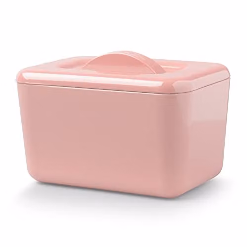 Zeal Insulated Melamine Butter Dish with Lid, Pink and White – 1