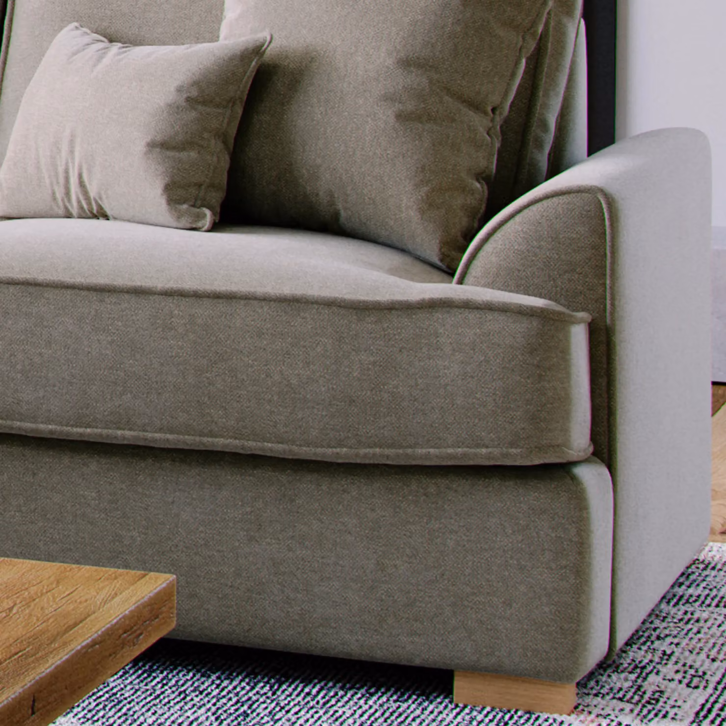 The Great Sofa Company Ophelia Right Hand Facing Chenille Corner Sofa in Grey, 3 Seater – 3