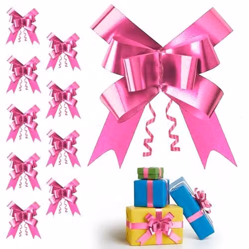 Shatchi 20pcs Hot Pink Plastic Pull Bows, Width: 5 cm