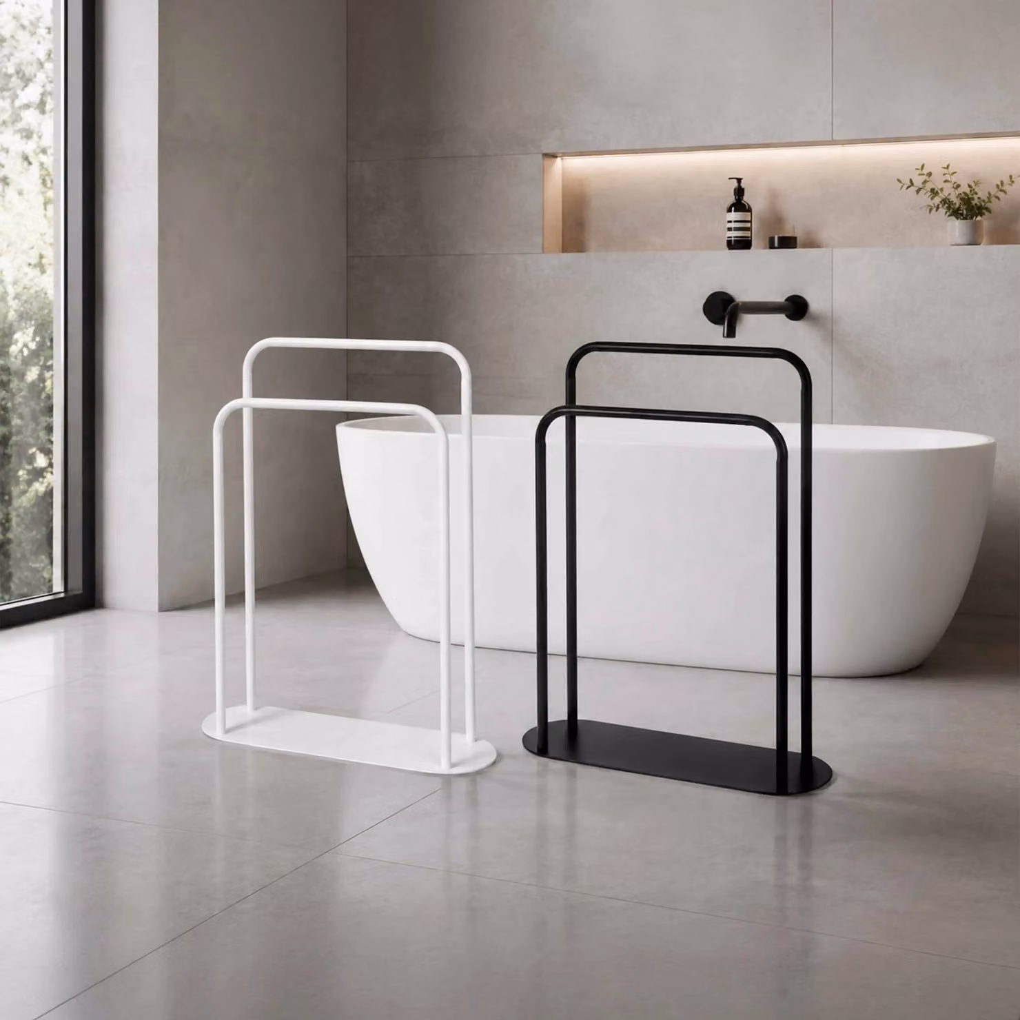 Showerdrape Aspen Freestanding White Metal Towel Storage Stand W/D/H: 58 x 18 x 76 cm – 5