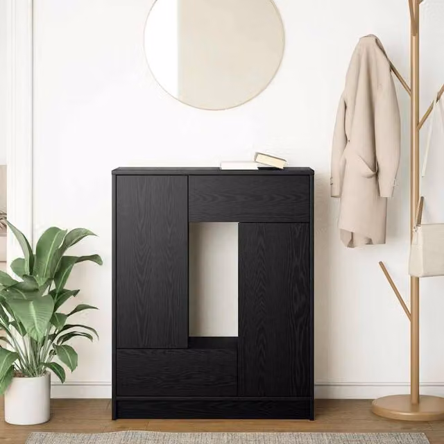 Berkfield Home Modern Sideboard with Drawers and Doors in Black Oak, W/D/H: 73 x 31 x 90 cm – 1
