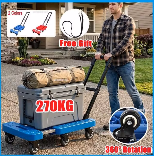 SPETLEK Blue Foldable Hand Truck Dolly Cart with 270kg Capacity, W: 52 cm, D: 52 cm – 1