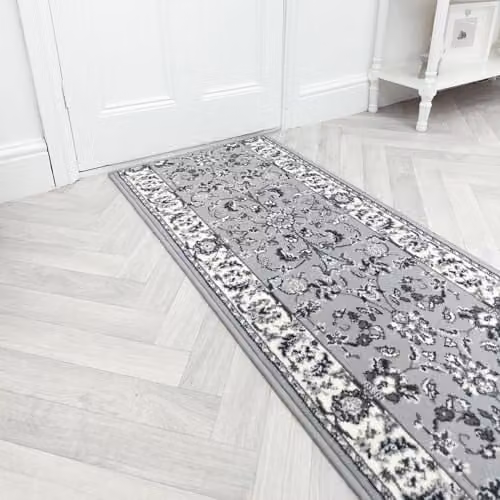 runrug Traditional Grey Hallway Runner Rug, W/D: 60 x 330 cm