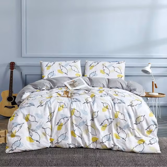 Ezysleep Willow Floral Printed Duvet Set and Pillowcase, Multicolour/Yellow, 200 cm