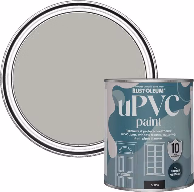 Rust-Oleum Gloss Finish UPVC Paint in Grey, 0.75 l