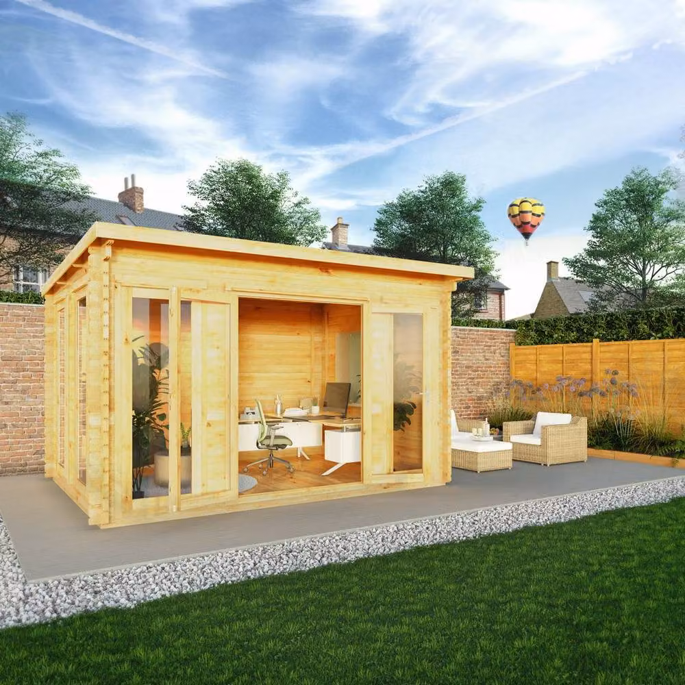 Mercia 4 x 3 m Studio Pent Log Cabin in Natural, W: 403.6 cm, D: 333.4 cm, H: 249.4 cm – 3