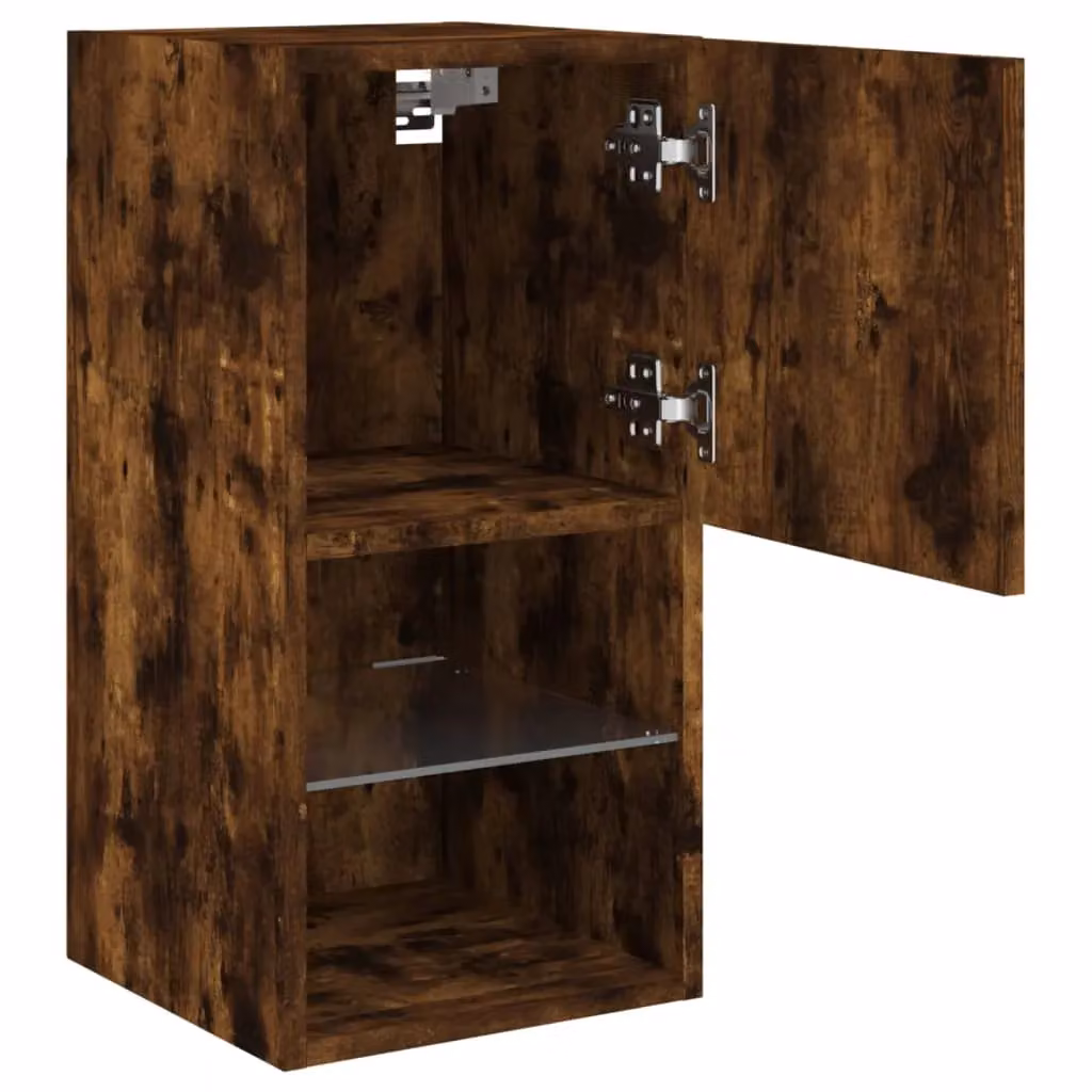 Berkfield Home Set of 2 Modern TV Cabinets with LED Lights in Smoked Oak Brown, W/D/H: 30.5 x 30 x 60 cm – 5