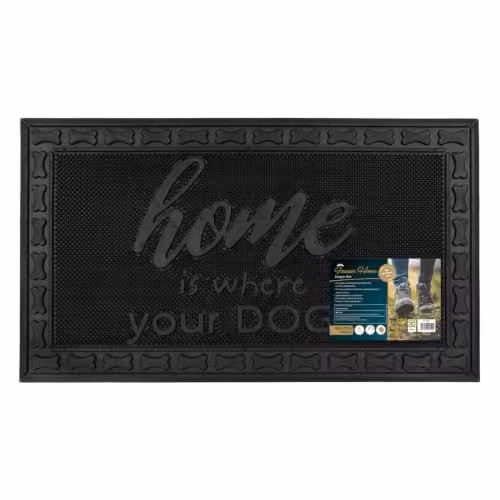 JVL Black Rubber Pin Scraper Doormat, W: 40 cm, D: 70 cm – 5