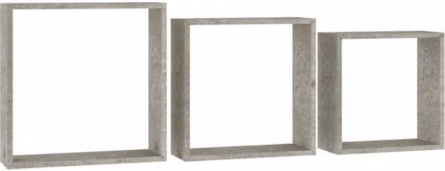 Berkfield Home Wall Mounted Cube Shelves, 3 Piece Set, Concrete Grey – 1