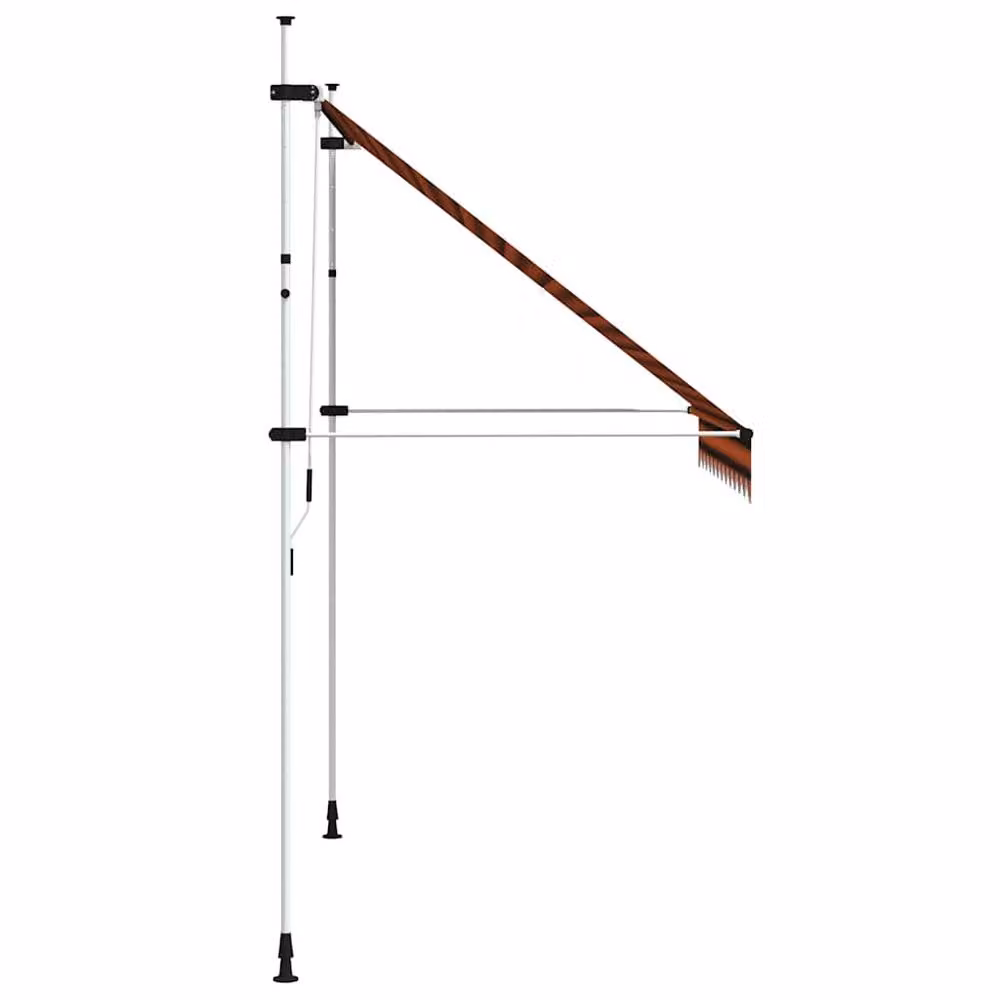 Berkfield Home Manual Retractable Folding Arm Awning in Orange and Brown Striped Polyester and Steel, Width: 250 cm – 2