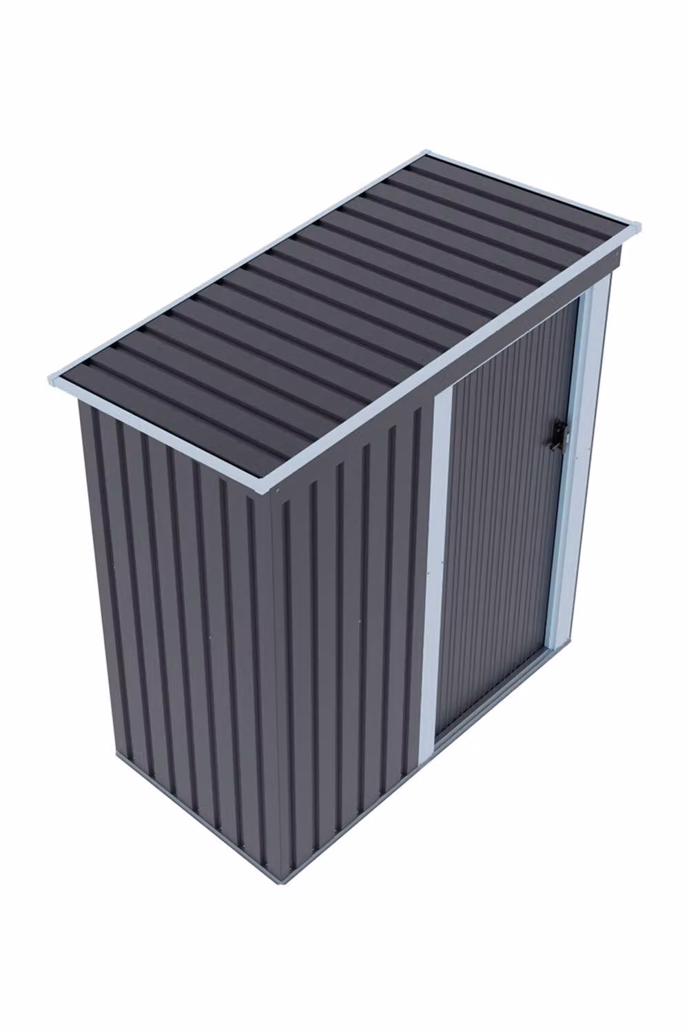Garden Sanctuary Modern Metal Outdoor Storage Shed with Lockable Sliding Door, Black, W/D/H: 91.44 x 152.4 x 182.88 cm – 2