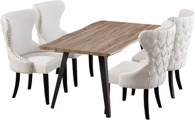 Mayfair Rocco Rectangular Wood Dining Set with 4 Chairs in Black and White