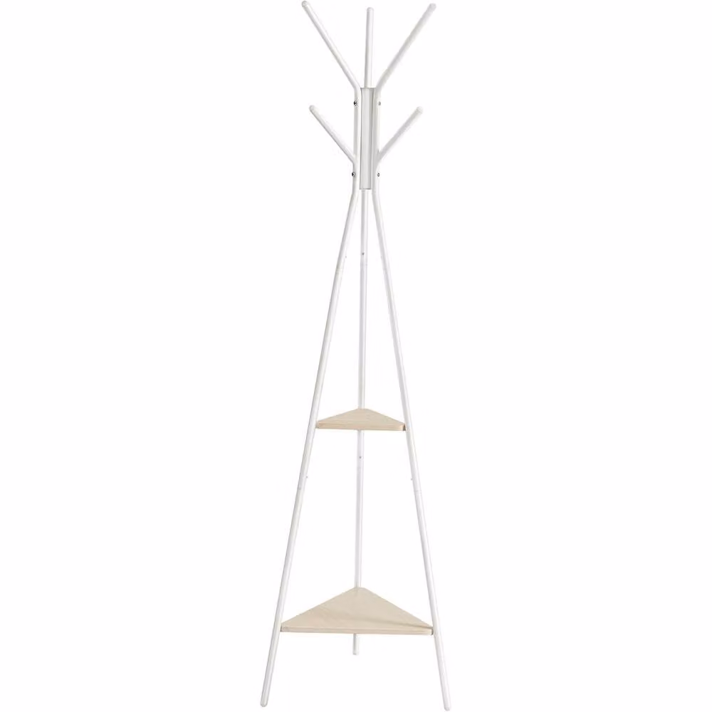 The Bazaarist Hall Tree with Bench and Hooks in Beige and White – 2