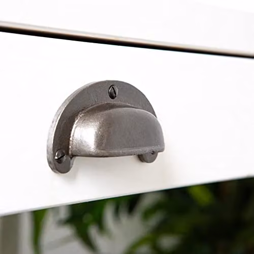 Hammer and Tongs Matt Black Iron Wide Lipped Cabinet Drawer Handles, Pack of 4, W: 95 mm, H: 40 mm – 4
