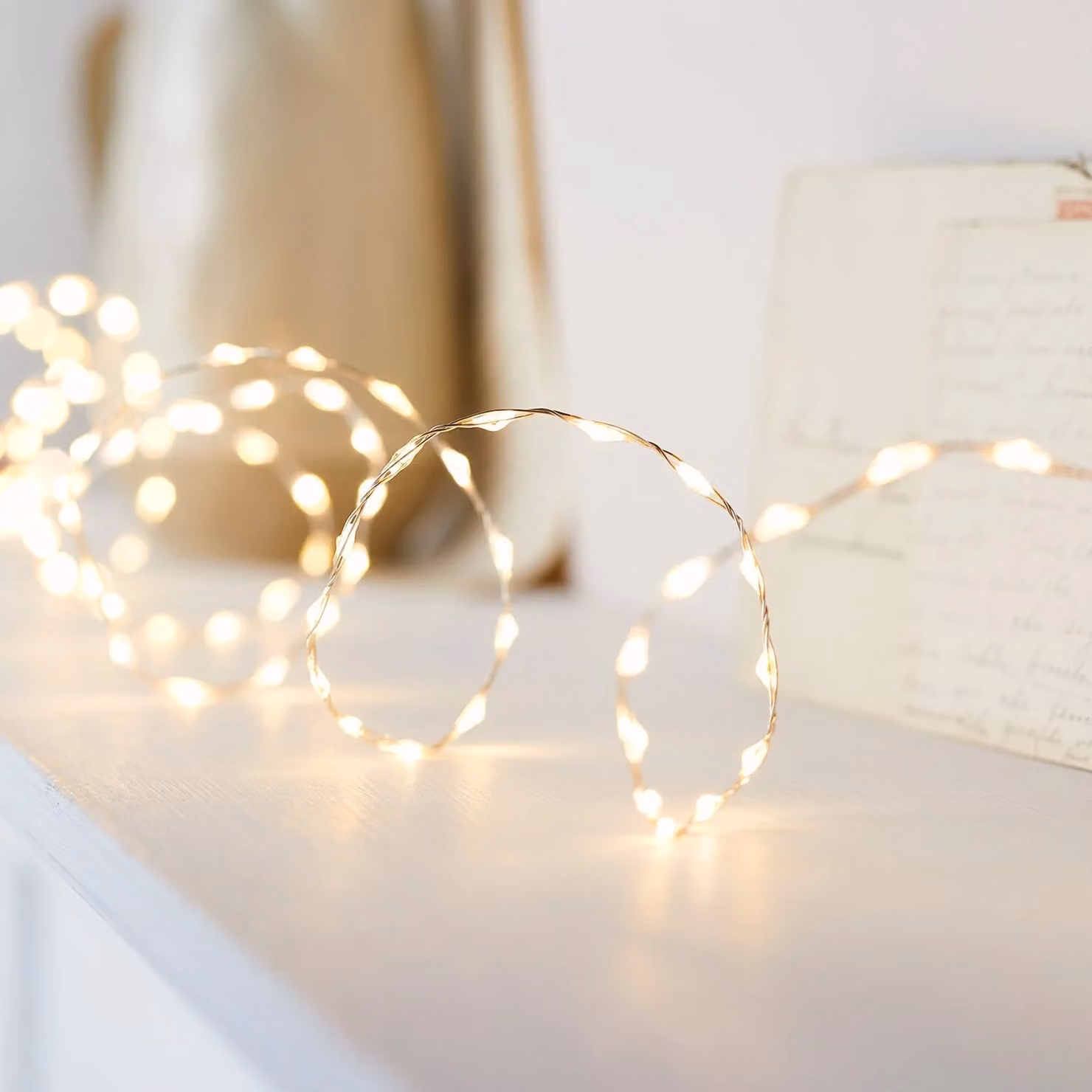 Lights4fun 20m Micro LED Bead Rope String Fairy Lights with Timer, Silver Cable, White Lights – 1