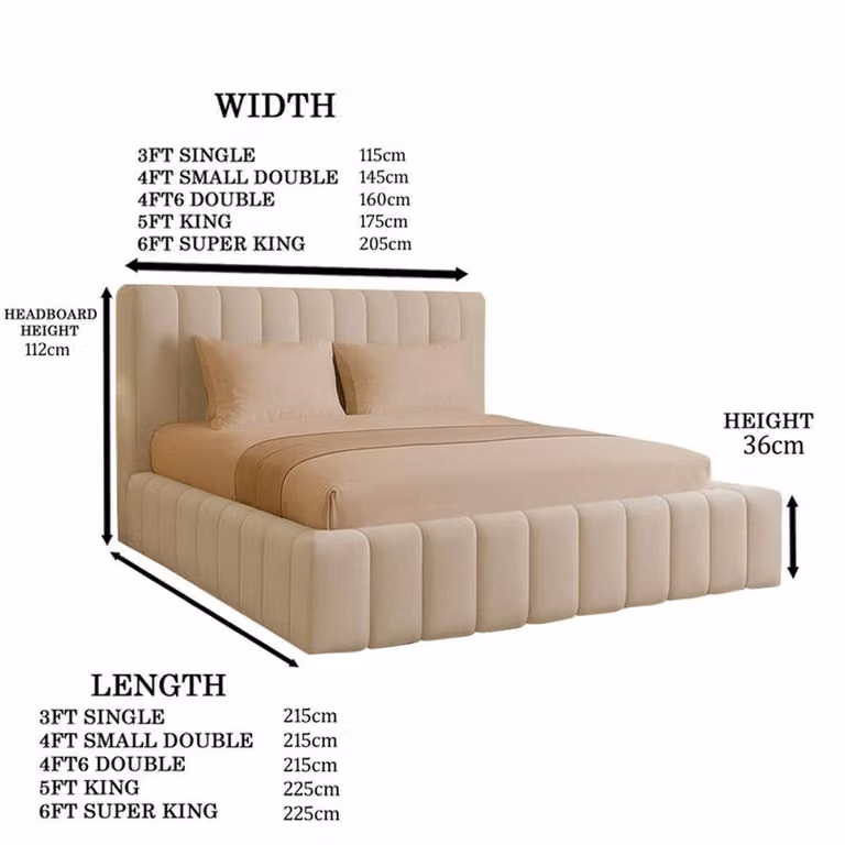 Desire Deco Kingston Modern Upholstered Storage Bed in Grey, W/D/H: 120 x 200 cm