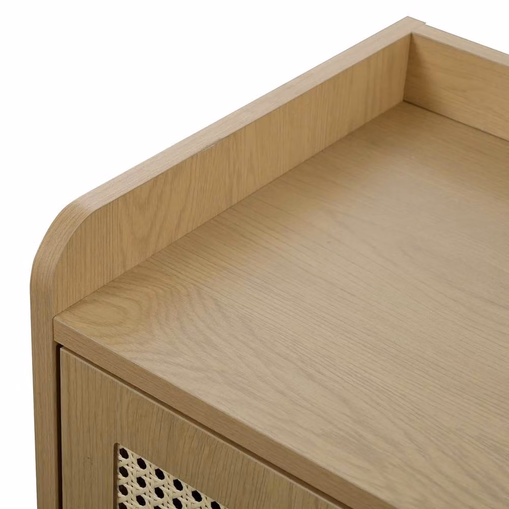 ERGOVEXA 5 Tier Rattan Shoe Cupboard and Freestanding Storage Cabinet in Light Oak – 3
