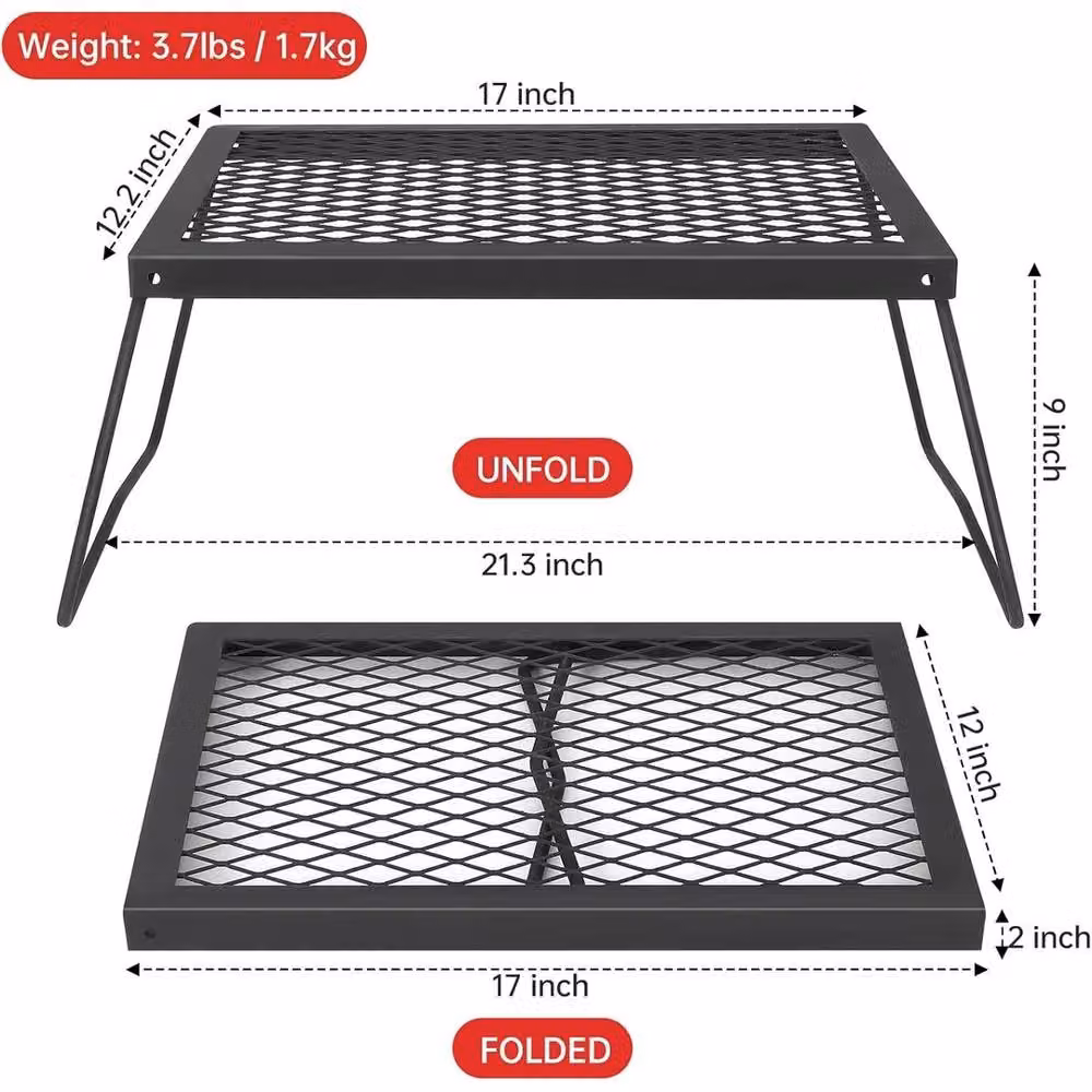 VOGREX Portable Folding Charcoal BBQ Tabletop Camping Grill in Black, W/D/H: 43.18 x 30.99 x 22.86 cm – 2