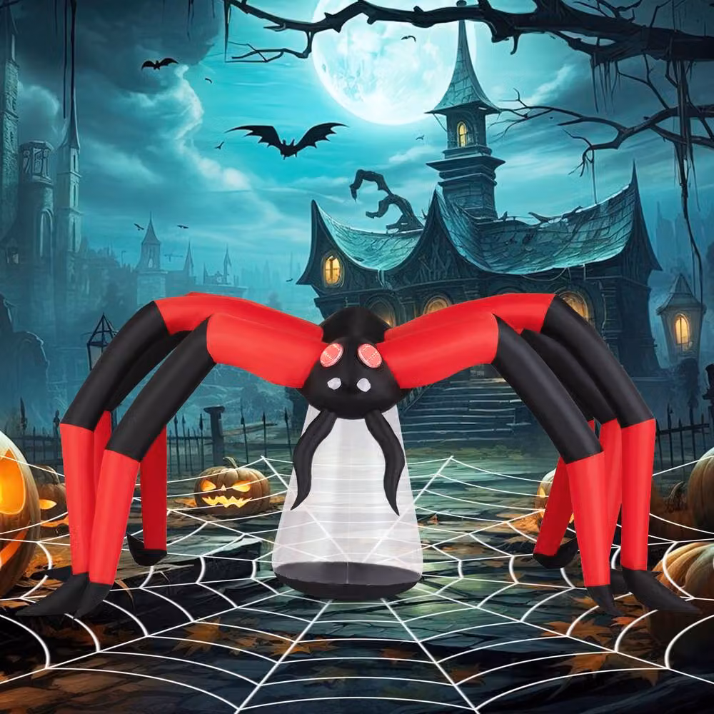 Costway 5 FT Inflatable Halloween Spider Blow Up Yard Decoration in Red and Multicolour – 2