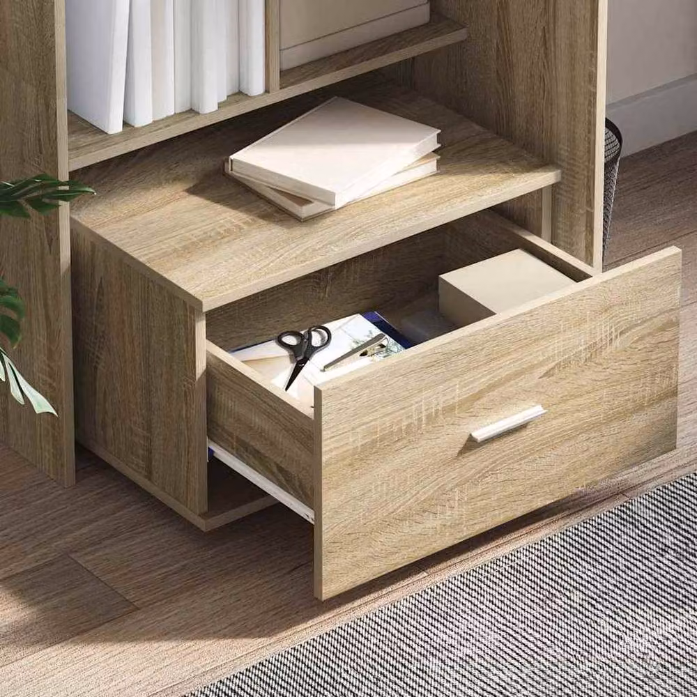 Berkfield Home Traditional Sonoma Oak Medium Drawer Cabinet in Light Brown – 3