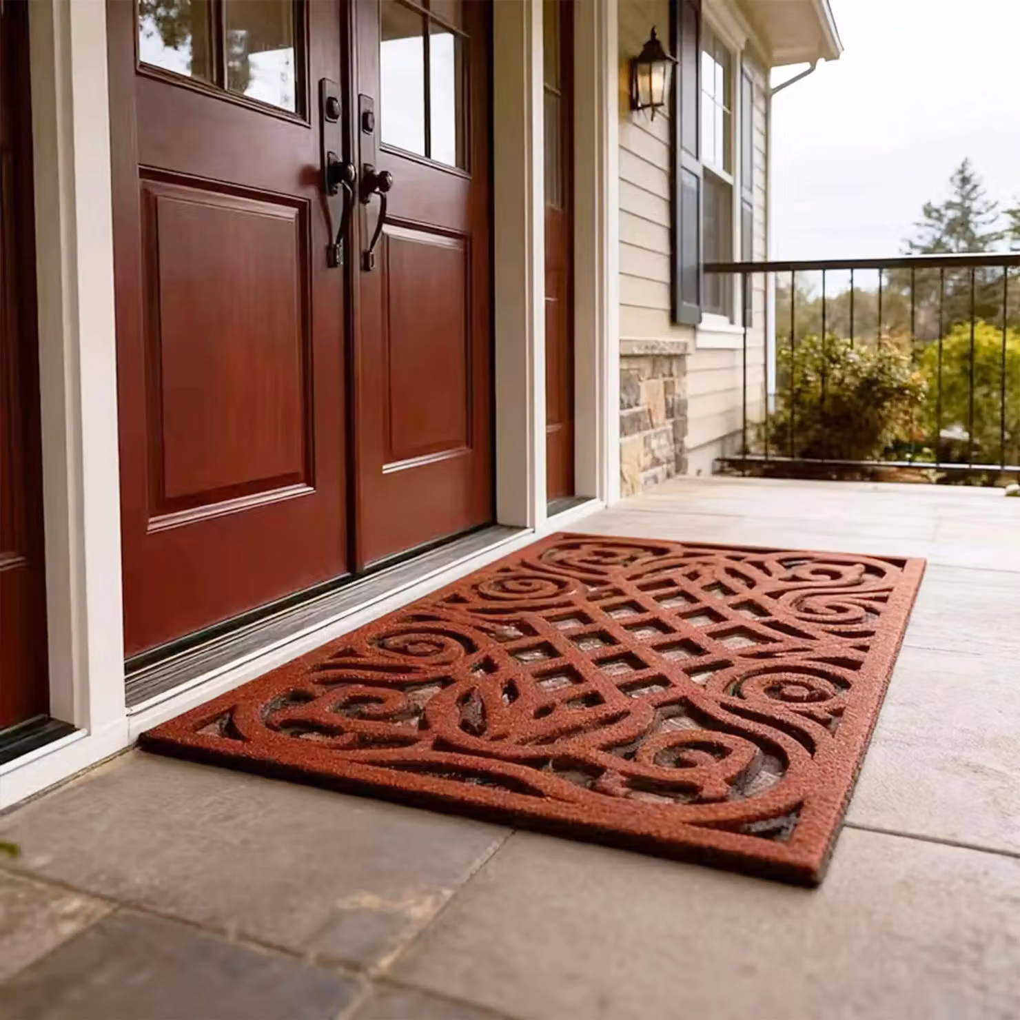 Nicoman Victorian Style Heavy Duty Non-Slip Outdoor Door Mat in Terracotta, W/D/H: 75 x 45 x 1 cm – 5