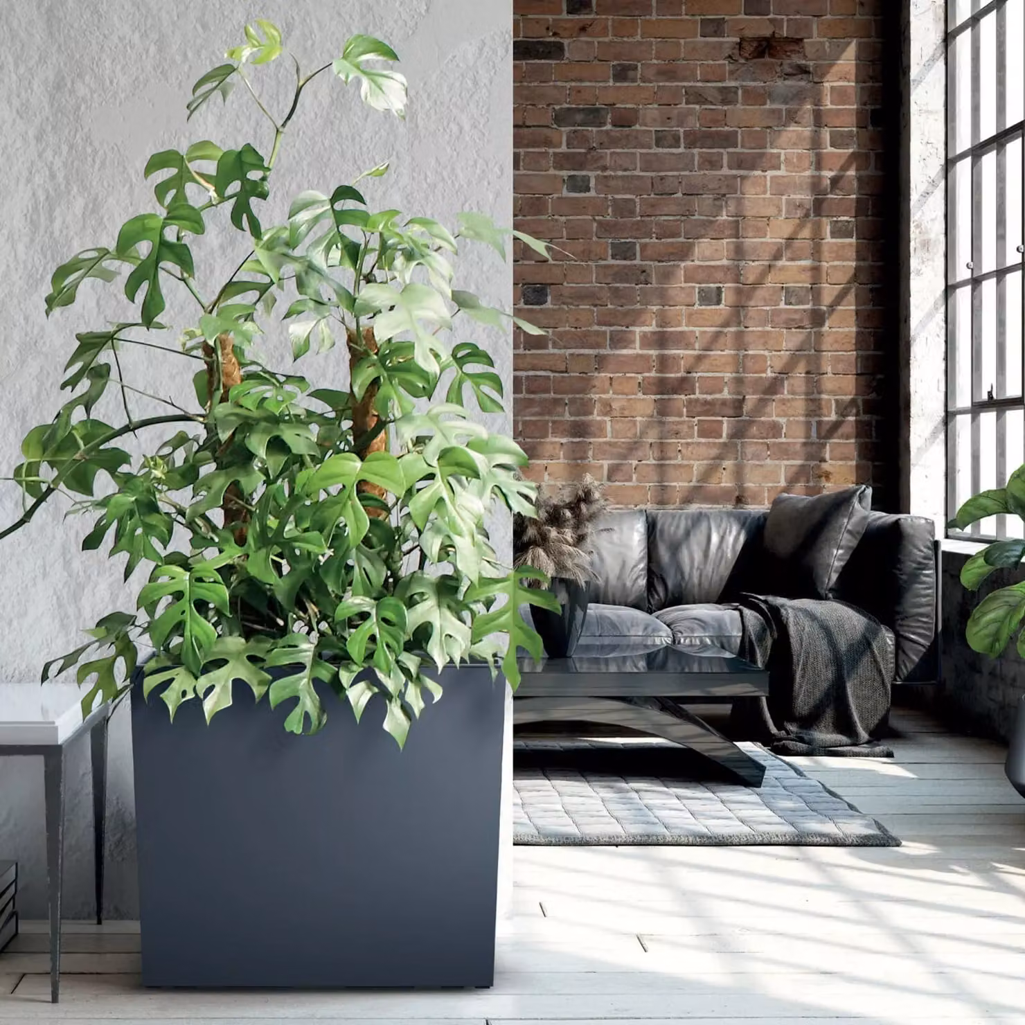 EONLION Anthracite Tall Rectangle Planter, Black Floor Standing Indoor and Outdoor Plant Pot – 2