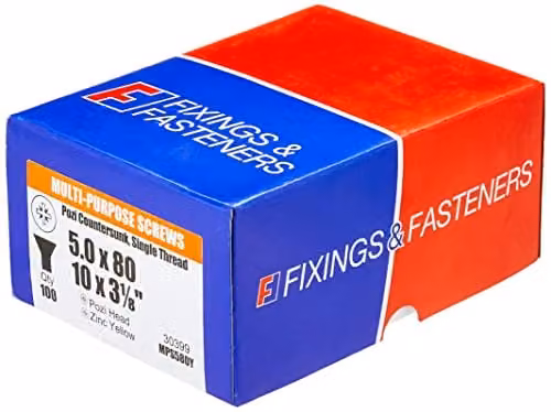 Forgefix Multi-Purpose Pozidriv Self-Countersinking Wood Screws, Silver, 100 Pack – 2