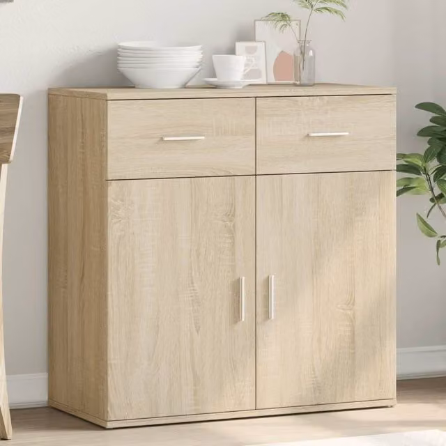 Berkfield Home Sonoma Oak Sideboard in Brown, W/D/H: 79 x 38 x 80 cm – 1