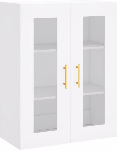 Berkfield Home Modern Wall Mounted White Cabinet with Glass Doors W/D/H: 69.5 x 34 x 90 cm