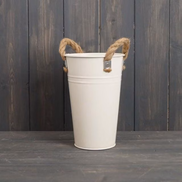 KDMD Floral Metal Tabletop Planter in Beige and White