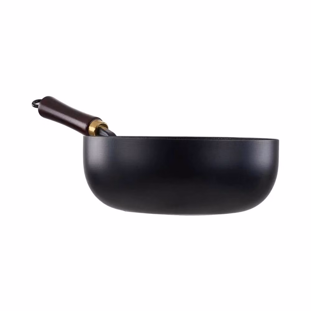 Pawnora Black Cast Iron Deep Wok Cooking Fry Pan, Diameter: 24 cm – 2