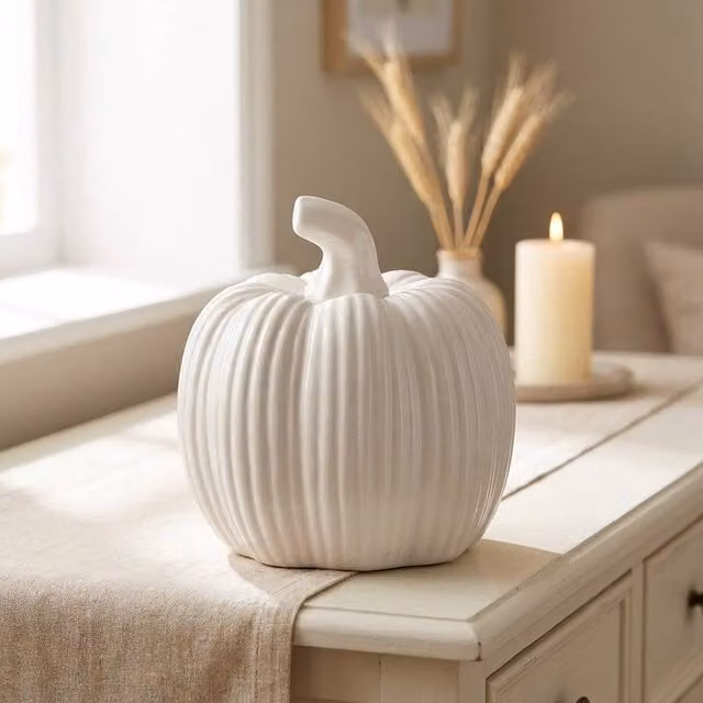 Garden Greatness Multicolour Glossy Ceramic Pumpkin Tabletop Ornament