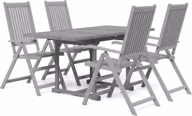 Berkfield Home 5 Piece Grey Acacia Solid Wood Garden Dining Set