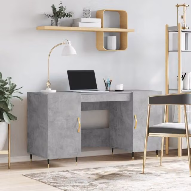 Berkfield Industrial Writing Desk in Grey, W/D/H: 140 x 50 x 75 cm – 1
