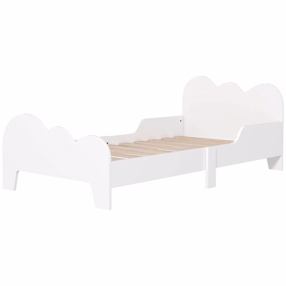 STILVORA Junior Bed Frame with Safety Rails in White Finish – 2