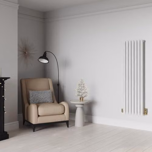 Omeara White Elliptical Tube Vertical Designer Radiator, W: 40.6 cm, H: 140 cm – 3