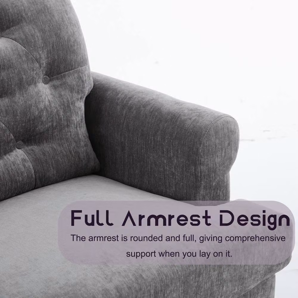 FURNITURE ONE Grey Velvet Tufted Chesterfield Sofa Set with 3-Seater, 2-Seater and Armchair – 3