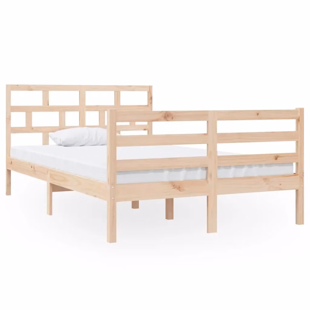 Berkfield Home Small Double Solid Wood Pine Bed Frame, Brown, W: 120 cm, D: 190 cm – 2